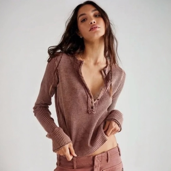 Free People One Colt Waffle Thermal Shirt - Picture 1 of 4